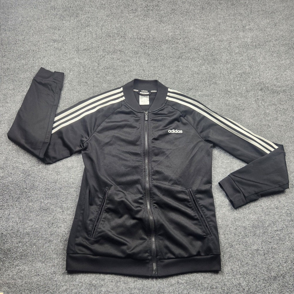 Adidas Mens Essentials Track Jacket Black White Stripes Full Zip Medium M